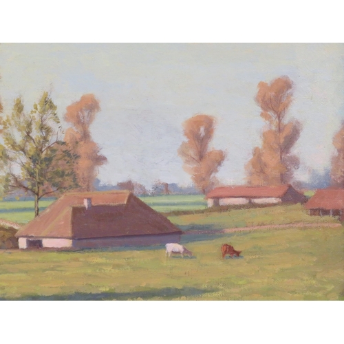 75 - VJ Mitchell 'On Browns Farm' oil on canvas, 37x50cm signed verso