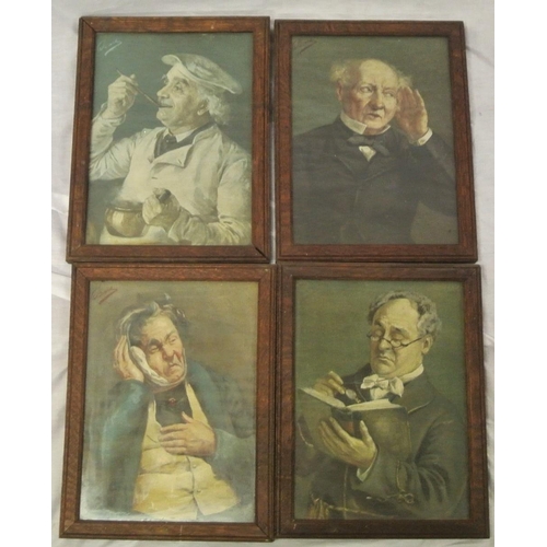 8 - Set of 4 Pears portrait caricatures, prints, 29x20cm each