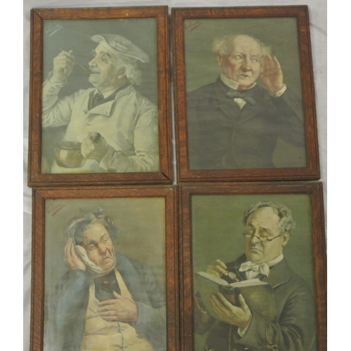 8 - Set of 4 Pears portrait caricatures, prints, 29x20cm each