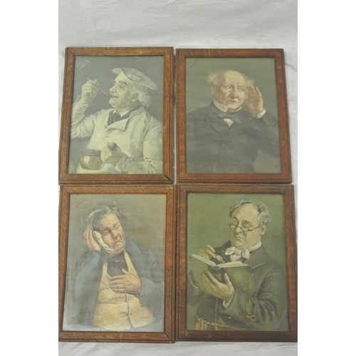 8 - Set of 4 Pears portrait caricatures, prints, 29x20cm each