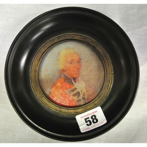 58 - Miniature portrait 'Naval officer' 7.5cm diam