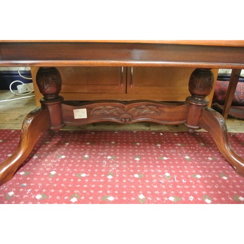 126 - Edwardian design oblong oval coffee table with shaped legs