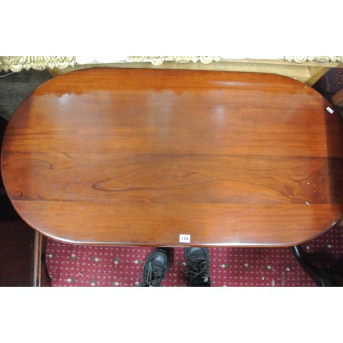 126 - Edwardian design oblong oval coffee table with shaped legs