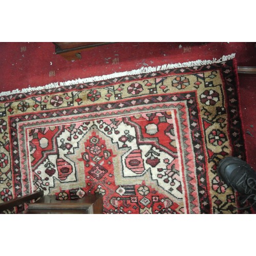 176 - Red ground full work wool pile Persian Hamadan runner 320x120cm