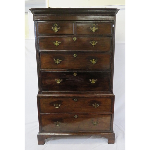 155 - Edwardian mahogany secretaire chest on chest with 2 short & 4 long drawers of graduating sizes, fitt... 