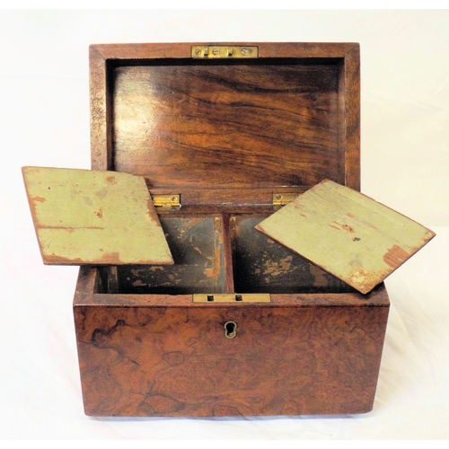 193 - Victorian walnut tea caddy with domed top, fitted interior with lids