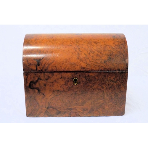 193 - Victorian walnut tea caddy with domed top, fitted interior with lids