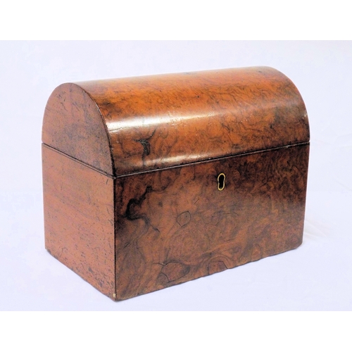 193 - Victorian walnut tea caddy with domed top, fitted interior with lids