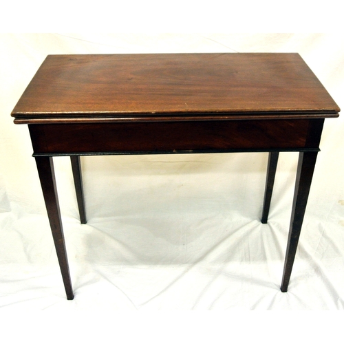 215 - Edwardian mahogany tea or side table with fold-over top, gateleg support, on square tapering legs