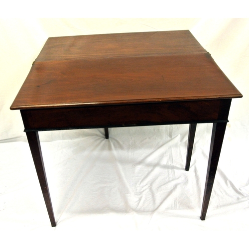 215 - Edwardian mahogany tea or side table with fold-over top, gateleg support, on square tapering legs