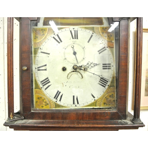 220 - Cork made Georgian mahogany longcase clock with domed glazed door, enamel dial with country & foliat... 