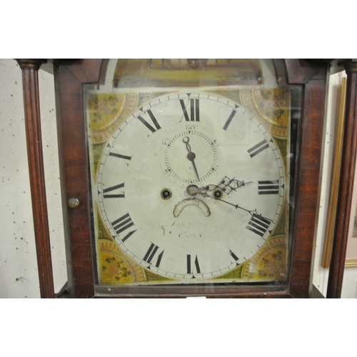 220 - Cork made Georgian mahogany longcase clock with domed glazed door, enamel dial with country & foliat... 