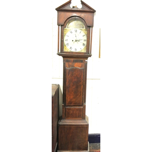 220 - Cork made Georgian mahogany longcase clock with domed glazed door, enamel dial with country & foliat... 