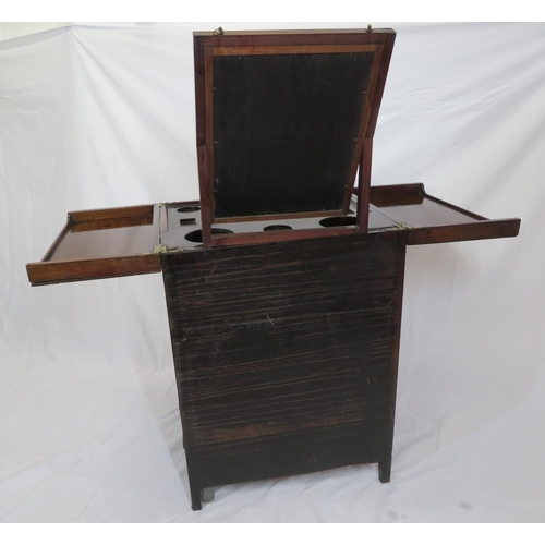 235 - Edwardian gentleman's wash stand with fold-out top, pull-up mirror, press & drawer under, on square ... 