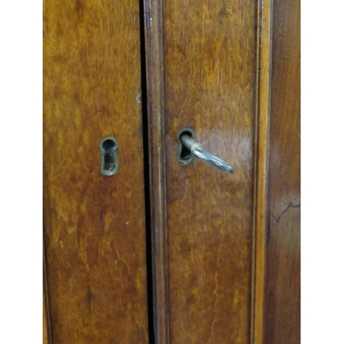 250 - Edwardian mahogany linen press with shelved top, panelled doors, 3 drawers under with brass drop han... 