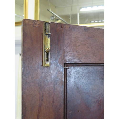 250 - Edwardian mahogany linen press with shelved top, panelled doors, 3 drawers under with brass drop han... 