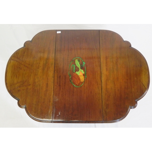 271 - Edwardian mahogany Pembroke table with serpentine shaped drop leaves, pull-out supports, tapering le... 