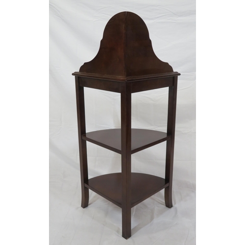 292 - Edwardian design 3 tier corner whatnot with raised rim & reeded legs