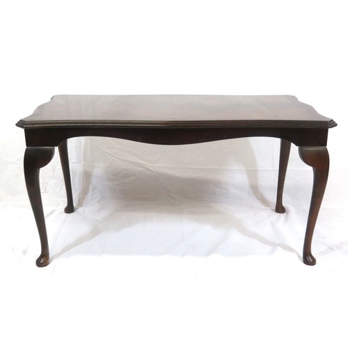 101 - Edwardian design oblong coffee table with cabriole legs & pad feet