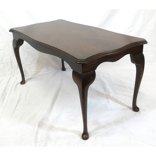 101 - Edwardian design oblong coffee table with cabriole legs & pad feet