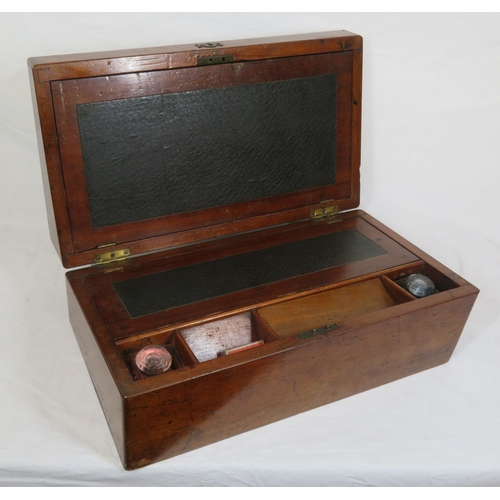 107 - Edwardian mahogany fold-over writing slope with fitted interior & inkwells