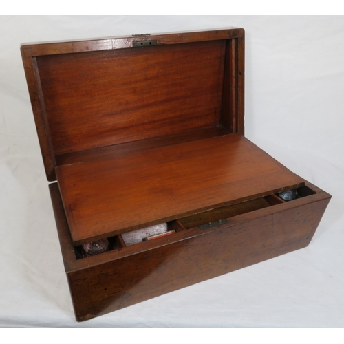 107 - Edwardian mahogany fold-over writing slope with fitted interior & inkwells