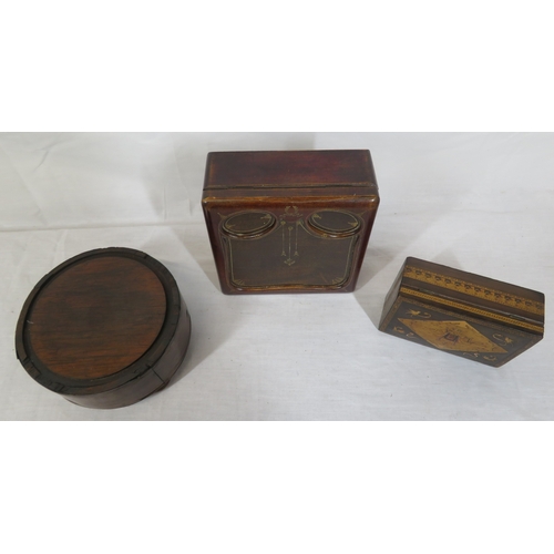 108 - Oriental inlaid ring box & 2 timber stands