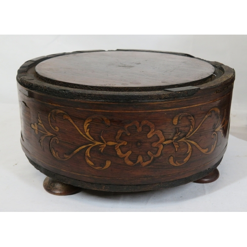 108 - Oriental inlaid ring box & 2 timber stands