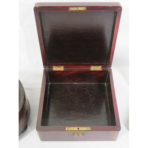 108 - Oriental inlaid ring box & 2 timber stands