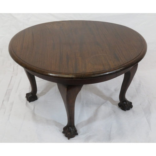 111 - Victorian design round occasional or coffee table with cabriole legs, claw on ball feet