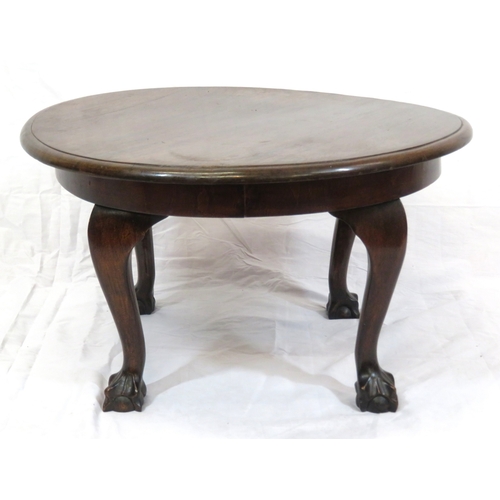 111 - Victorian design round occasional or coffee table with cabriole legs, claw on ball feet