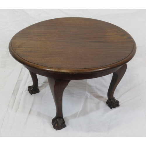 111 - Victorian design round occasional or coffee table with cabriole legs, claw on ball feet