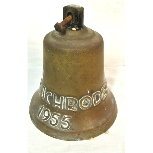 122 - Vintage brass ships bell 'John Schroder' 1955