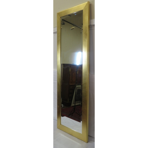 123 - Tall Art Deco oblong gilt framed bevelled wall mirror  128 x44 cm