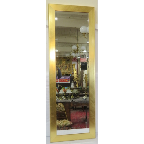 123 - Tall Art Deco oblong gilt framed bevelled wall mirror  128 x44 cm