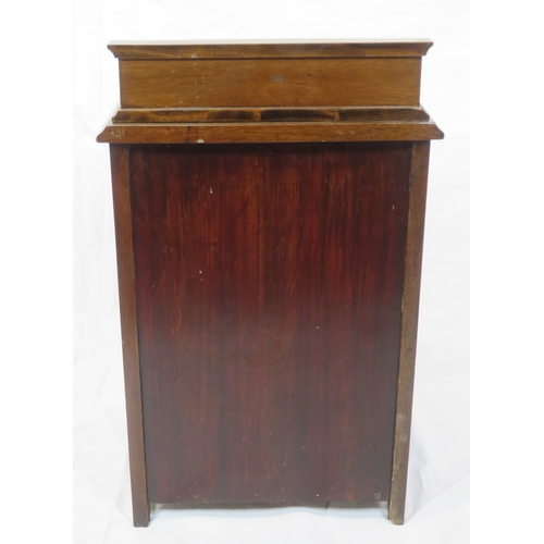 126 - Edwardian mahogany fuel cabinet with raised back, pull-out front with metal container, brass teardro... 