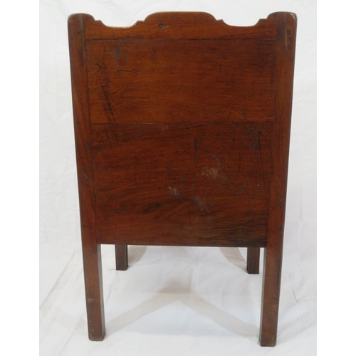 130 - Edwardian mahogany locker or commode with raised rim, press with inlaid doors, on square legs