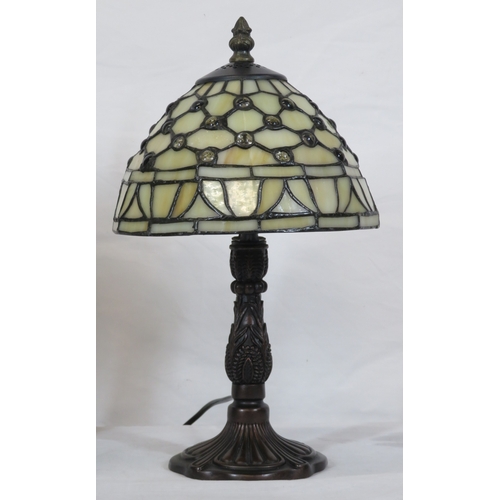 134 - Pair of Art Deco style electric table lamps with panelled shades & shaped bases