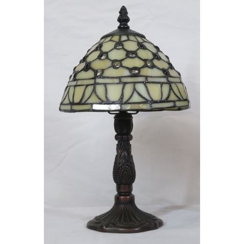 134 - Pair of Art Deco style electric table lamps with panelled shades & shaped bases