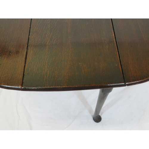 141 - Georgian oak Pembroke table with D-shaped drop leaves, gateleg support, cabriole legs with pad feet