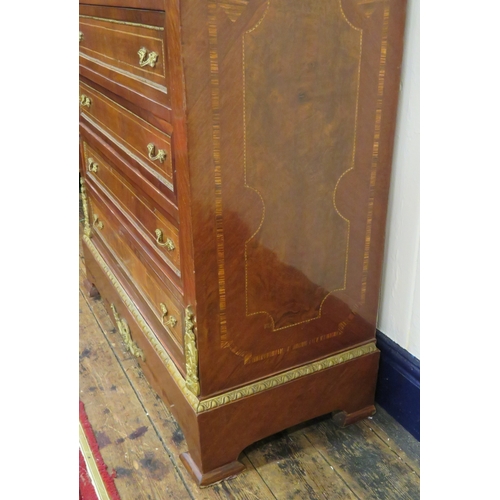 170 - Louis XV inlaid and crossbanded walnut and rosewood secretaire abbant with ormolu mounts, drop-down ... 