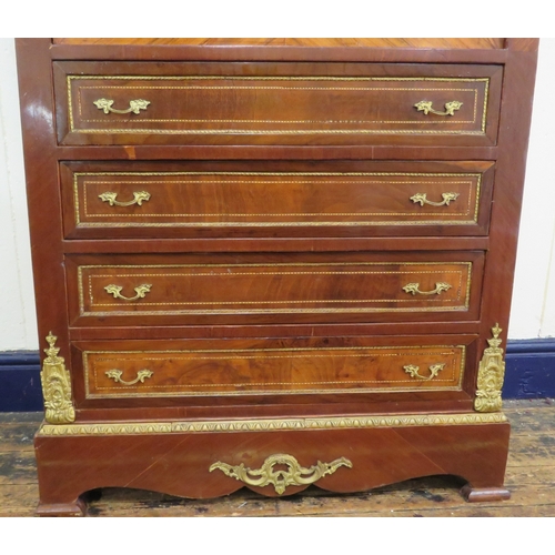 170 - Louis XV inlaid and crossbanded walnut and rosewood secretaire abbant with ormolu mounts, drop-down ... 