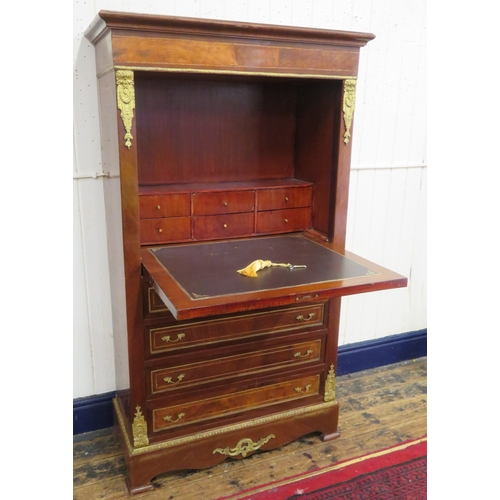 170 - Louis XV inlaid and crossbanded walnut and rosewood secretaire abbant with ormolu mounts, drop-down ... 