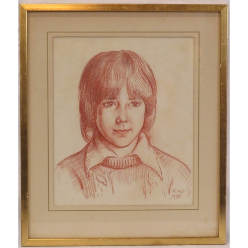 19 - Roland Hill 'Portrait of a boy' pastels 30x25cm signed & dated