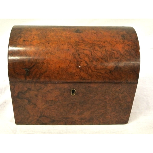 193 - Victorian walnut tea caddy with domed top, fitted interior with lids