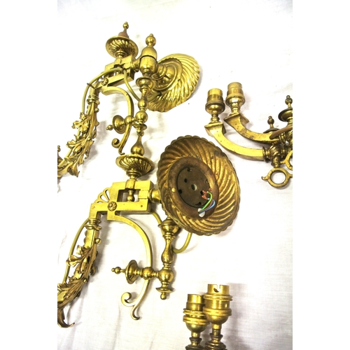 198 - Pair of ornate Victorian wall brackets with adjustable shaped arms, reeded turned finials & backplat... 