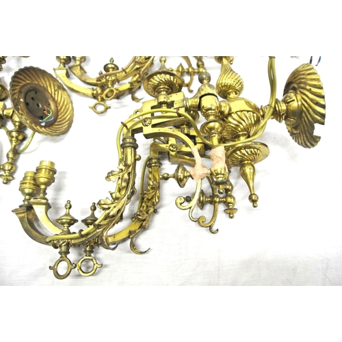 198 - Pair of ornate Victorian wall brackets with adjustable shaped arms, reeded turned finials & backplat... 