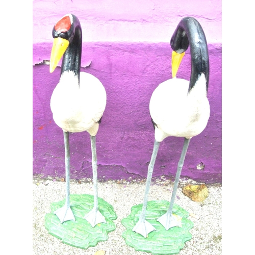 208 - Pair of vintage cast iron bird / crane figures with shaped bases