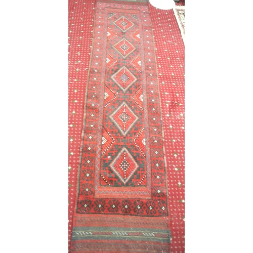 217 - Two full pile Afghan Meshkin tribal runners with diamond pattern, each 260cm x 57cm