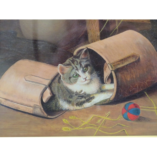 36 - A Carlisle 'Study of a playful cat' oil on canvas 30x40cm signed